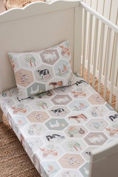 Petille Organik Bebek  Lastikli Çarşaf 80x160+15 Çiftlik