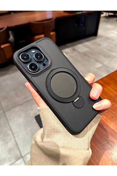 DGN İPhone 15 Pro Uyumlu Kılıf Magsafe Standlı Kamera Lens Korumalı Kapak