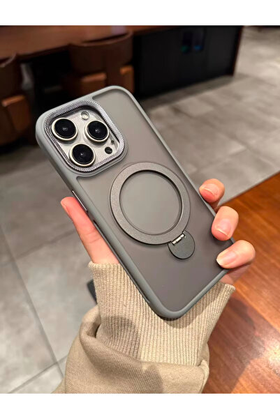 DGN İPhone 14 Pro Uyumlu Kılıf Magsafe Standlı Kamera Lens Korumalı Kapak