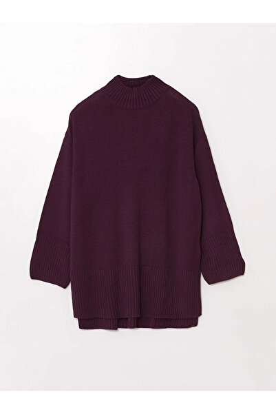 LC Waikiki LCWAIKIKI Classic Mor Yarım Balıkçı Yaka Oversize Kadın Triko Kazak