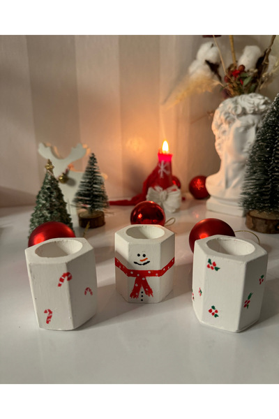 yeyu candles chirstmas şamdan seti 3lü