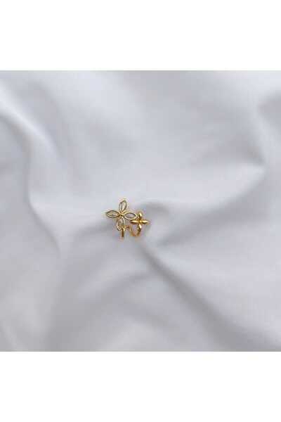 tezz Rodyum Vip Zirkon Taşlı Çiçekli Çoklu Gold Küpe