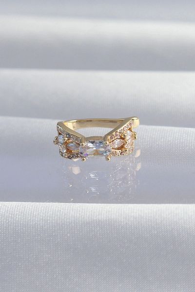 Clariss Brass Gold Color Zircon Stone Plated Earcuff Earrings