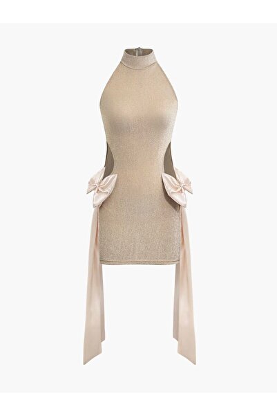 theanemos Kurdele Detaylı Simli Mini Elbise