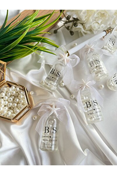Gami Handmade Deniz Yıldızı Detaylı Cam Şişe İncili Kolonya Söz, Nişan, Nikah...