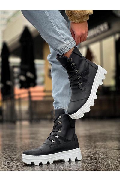 Joy Man J-B14 Lace-Up Ορθοπεδική σόλα Αδιάβροχη και Ψυχρή Ανδρικά Αθλητικά Μποτάκια BT Μαύρα