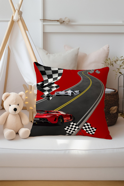 Talia Home Set de 3 huse de pernă pentru cameră pentru copii cu mașină de cur...