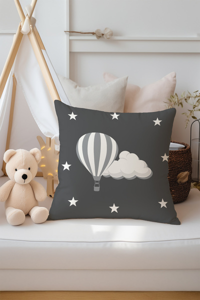 Talia Home Husă de pernă pentru cameră pentru copii cu 3 bucăți, cu baloane gri Tlakr-103