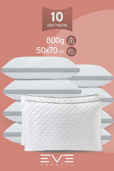 Eve Tekstil Seria Klimax - 10 perne antialergice din fibre de silicon, cu fermoar husa, 50x70cm, 900gr