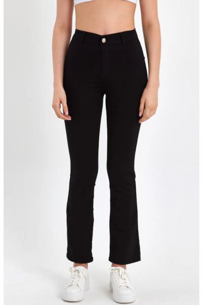 ModaDeniz Colorfast Black Pocketless Flared Leg High Waist Super Stretchy Recovery Pants