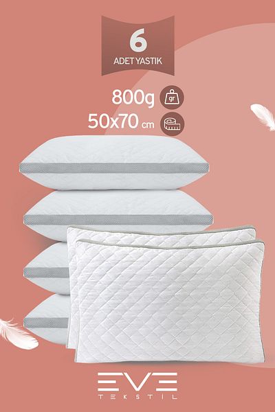 Eve Tekstil Klimax Series 6 piese - Perna din fibra siliconica cu fermoar si antialergica 50x70cm 900gr