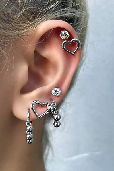 Saint Charmes Silver Color 6 Piece Combination Earring/Earring Set