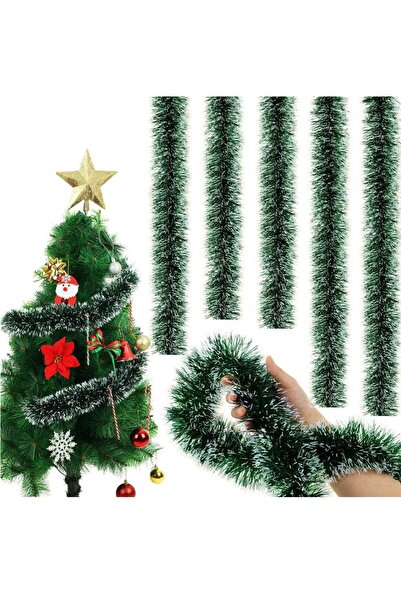 ALYA Parti Yılbaşı Ağacı Süsleme Noel Süsleme Boyun Ve Ağaç Atkısı 2 Metre Karlı Görünüm