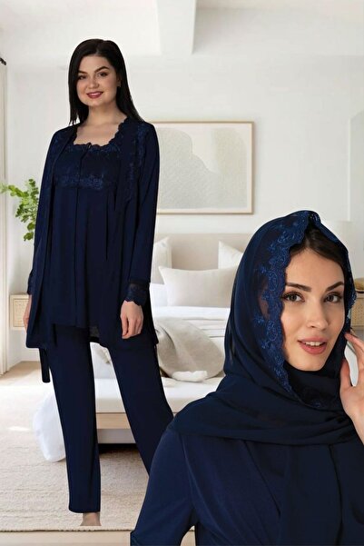 Effortt Venera Lohusa Hamile Seti Sabklıklılı Dantel Detaylı Başörtülü 4 lü s...