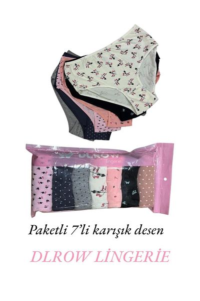 DLROW Γυναικεία εσώρουχα 7'li Special Pack με ψηλόμεσο μικτό σχέδιο