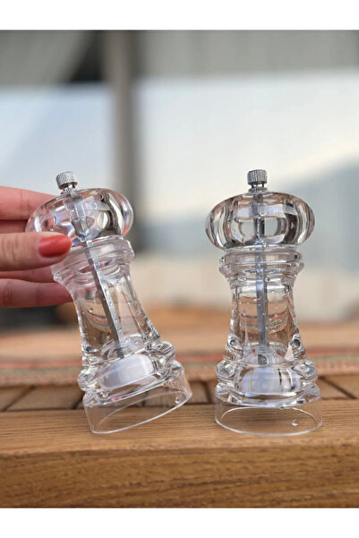 ViATOM Şeffaf Değirmen Tuz Karabiber Öğütücü El Değirmeni 18 Cm 1 Adet