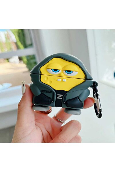 Tasarım 1/2. Nesil Uyumlu Koruyucu Bluetooth Kulaklık Kılıfı Sünger Bob Figürlü