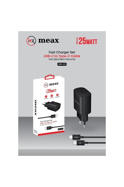 meax HIZLI ŞARJ ALETİ SET 25W BAŞLIK+TYPC KABLO DAHİL