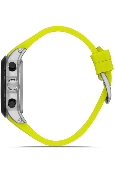 DAVID GUNER Men's Wrist Watch with Black Dial Silver Trim Multifunction Yellow Silicone Band