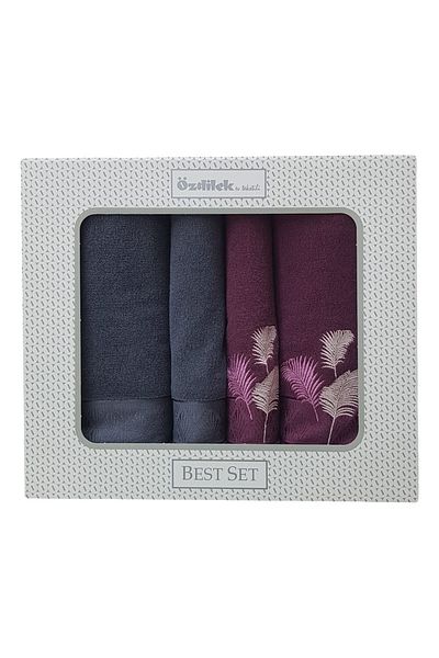 Özdilek Σετ μπάνιου Anthracite Plum - Özdilek Golden Palm Best Set, Σετ πετσετών