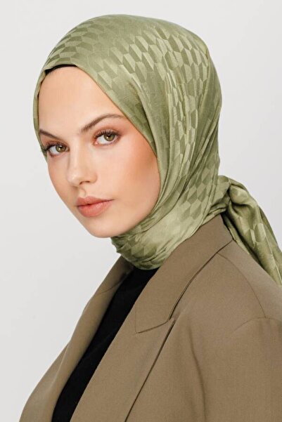 VALORSCARF DESERT GREEN QOZA PATTERN SILK JAKAR SHAL