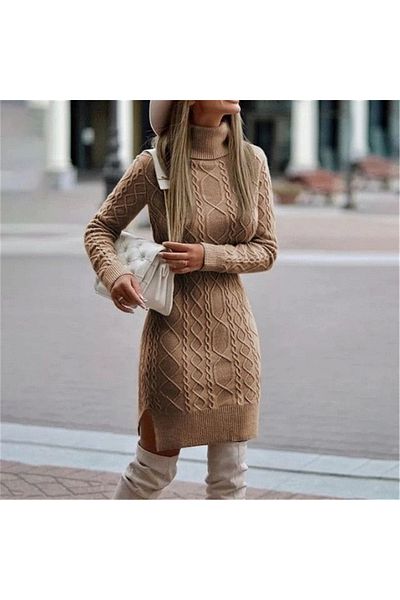 Silerra Loren Wool Motif Midi Length Knitwear Dress