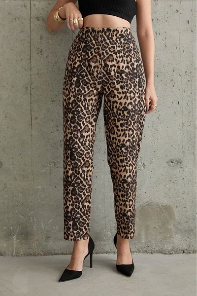 HELİS BUTİK Leopard Collar Trousers