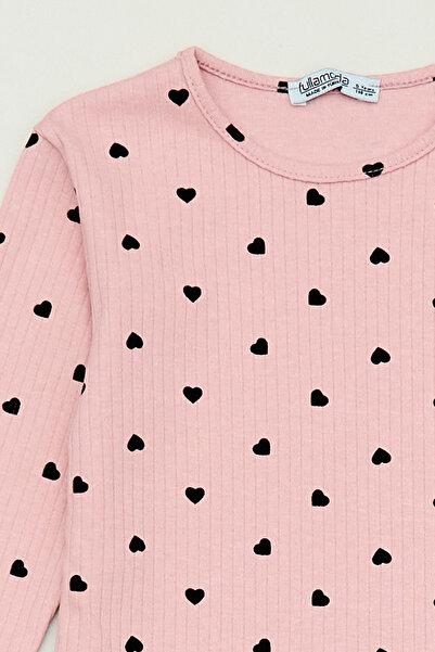 Fulla Moda Κοριτσίστικη μπλούζα με λαιμόκοψη με σχέδιο καρδιάς