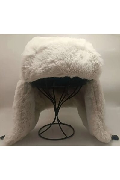 MUTE BAG Бежева шапка з вушками, зимова плюшева шапка