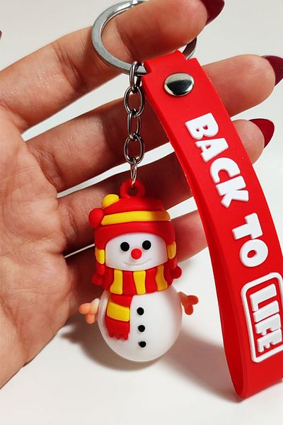 KCA HOME Cute Snowman Silicone Keychain with Yellow Red Scarf