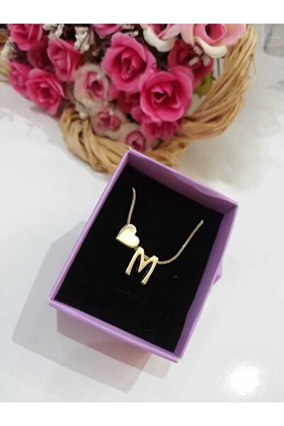 Judas Takı Women's Gold Steel Chain Heart Letter Necklace, Initial Letter Nec...
