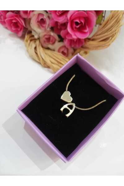 Judas Takı Women's Gold Steel Chain Heart Letter Necklace, Initial Letter Nec...