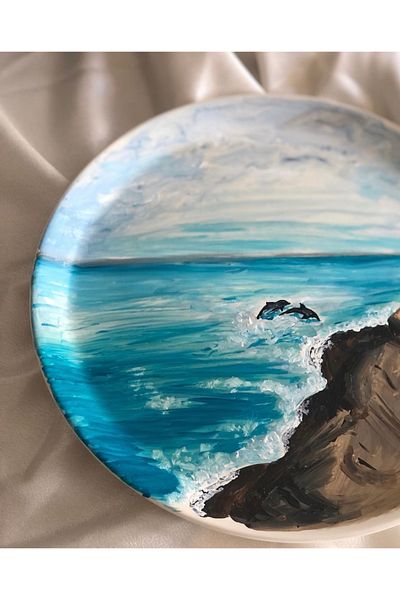 Store Specially Designed Hand Painted Ocean Themed Presentation Plate