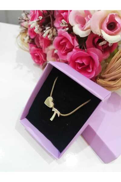 Judas Takı Women's Gold Steel Chain Heart Letter Necklace, Initial Letter Nec...