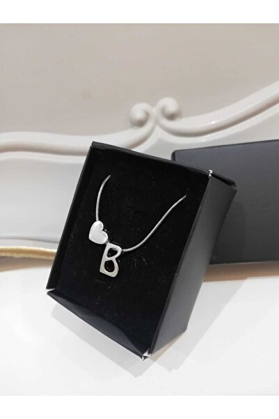 Judas Takı Kadın Silver Çelik Zincirli Kalpli Harf Kolye , Baş Harfli Kolye
