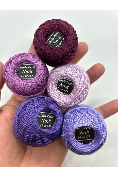 ALMİŞ Alış Perle Etamin-Cross Stitch 5'Li̇ Thread Set (10 Gr-No:8)