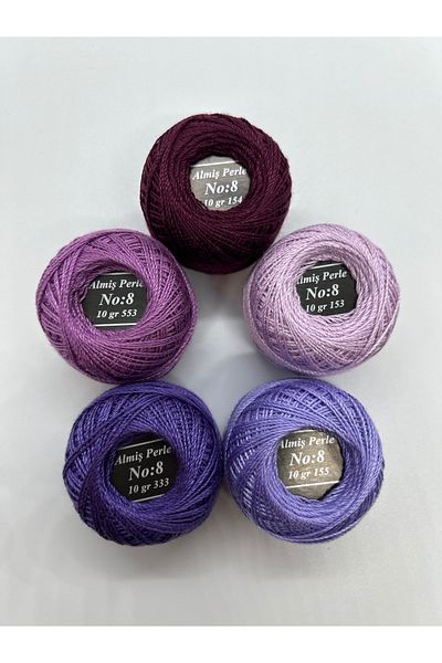 ALMİŞ Alış Perle Etamin-Cross Stitch 5'Li̇ Thread Set (10 Gr-No:8)