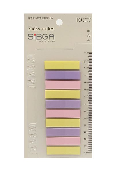 sibga tasarım Transparent Colored Post-It Note Paper - 200 Sheets Bookmark Sticker