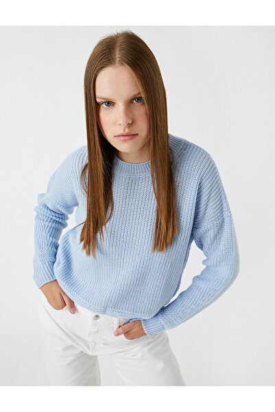 Koton Langärmliger Strickpullover mit Rundhalsausschnitt
