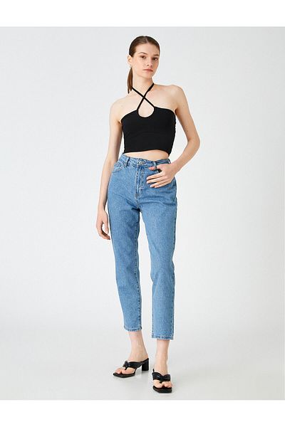 Koton Comfortable Cut High Waist Lightweight Narrow Leg - Mom Jean