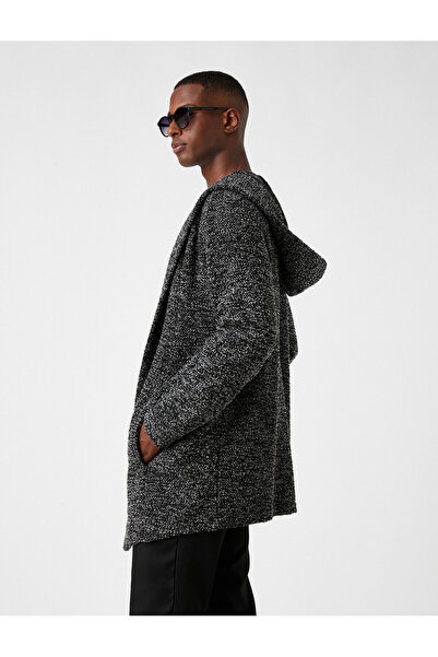 Koton Kapşonlu Kırçıllı Hırka Cep Detaylı Uzun Kollu