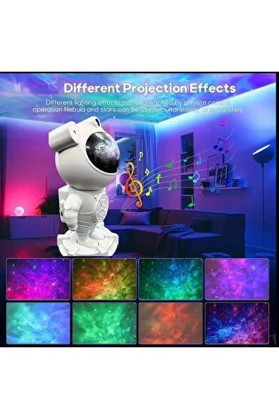 miagift Astronot Yıldızlı Bluetoothlu ve Uzaktan Kumandalı Gökyüzü Projektör Yıldız Işığı Kuzey Işıkları