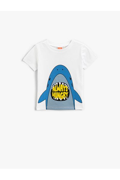 Koton Shark Printed Short Sleeve T-Shirt Cotton