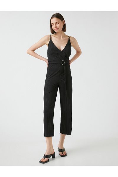 Koton Strappy zavinovací overal s V-neck Belted