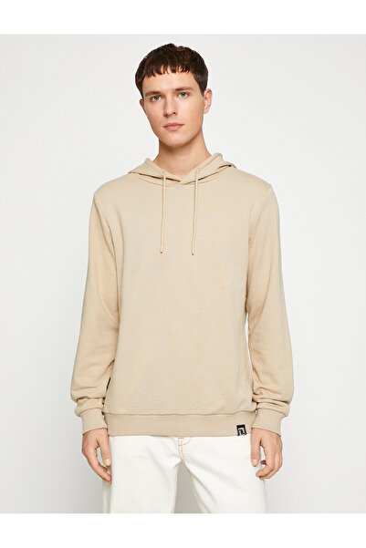 Koton Basic Hooded Sweatshirt Label Printed Long Sleeve