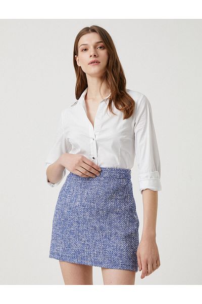 Koton Fustă mini Tweed Talie Inalta