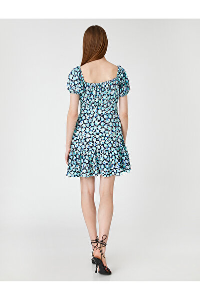 Koton Μίνι φλοράλ φόρεμα με μπαλόνι με τετράγωνο λαιμό