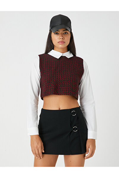 Koton Gemustertes Crop-Pullover-Shirt
