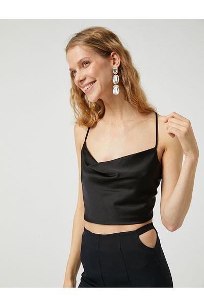 Koton Satin-Abendkleid mit Bustier, U-Ausschnitt und Binderücken