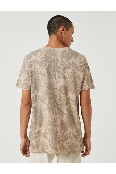 Koton Μπλουζάκι με φλοράλ μοτίβο με σλόγκαν με λαιμόκοψη κοντό μανίκι